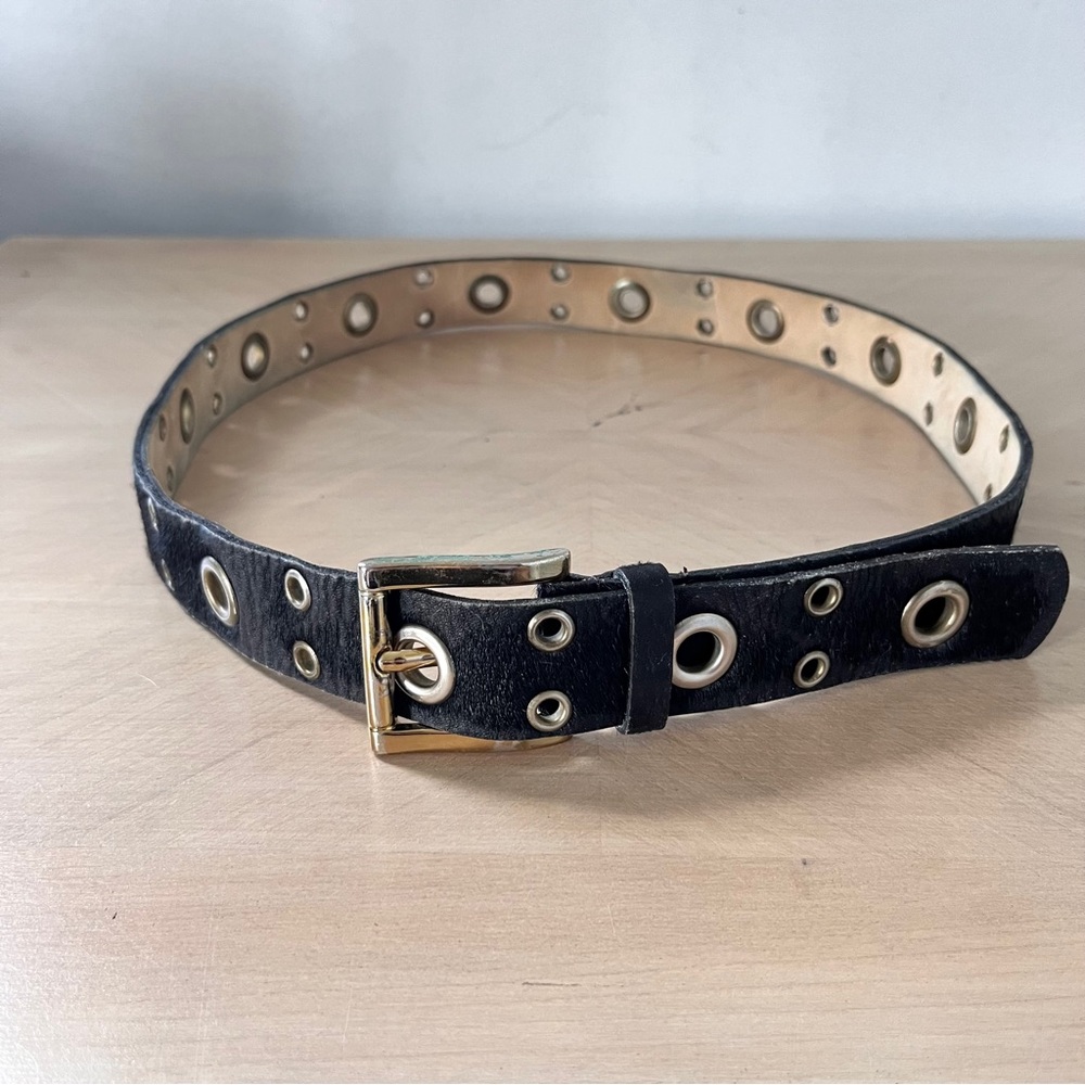 Jorge Alex Calf-hair Black and Gold Women's Belt All Over Grommet size M edgy